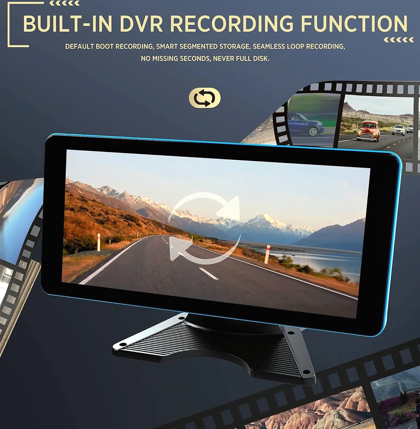 4K Quad Split Dash Cam System with 4 AHD Cameras for RV — scale reference