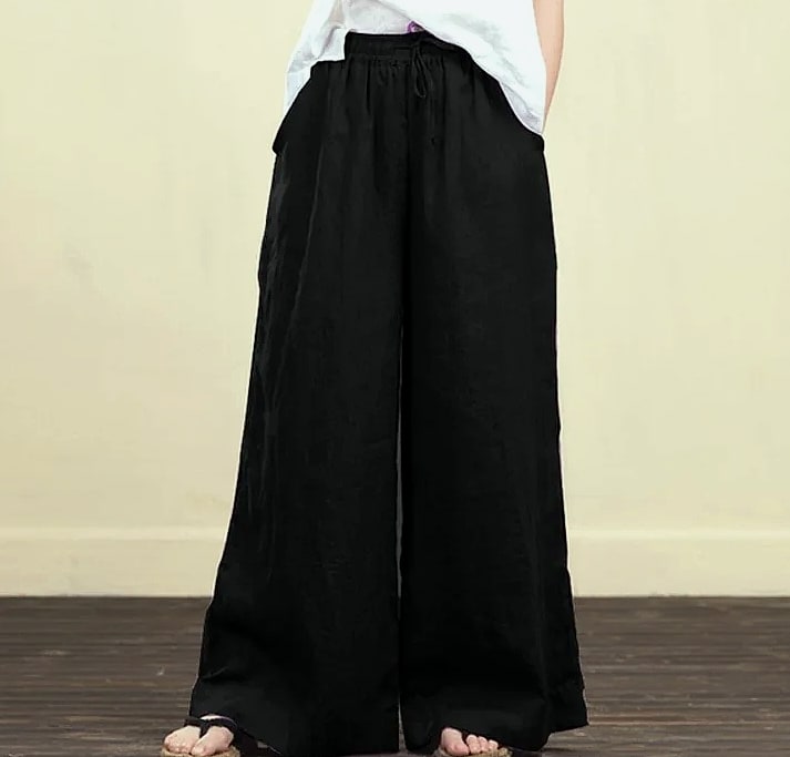 Careaymade Women's Wide Leg Pants Cotton Linen Casual — scale reference