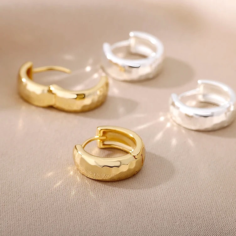 Small Hoop Earrings Stainless Steel Gold Silver Pierced — close-up details