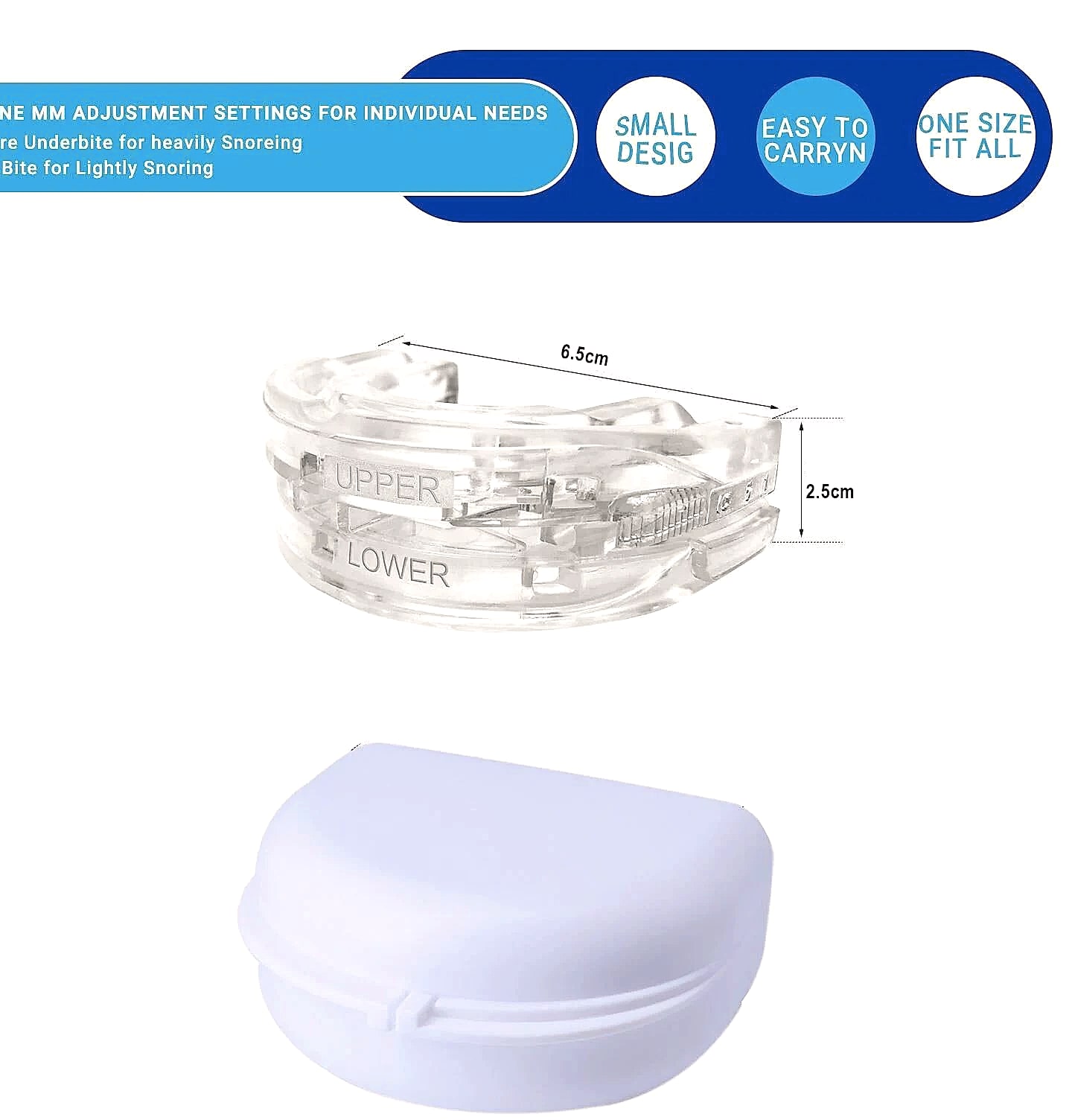 Adjustable Anti-Snoring Mouth Guard for Sleep Bruxism — parts overview
