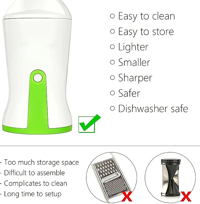 Heavy Duty Vegetable Spiralizer with Portable Blades — close-up details