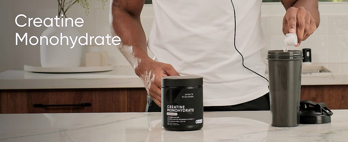 Sports Research Creatine Monohydrate 5g Powder for Strength — size comparison