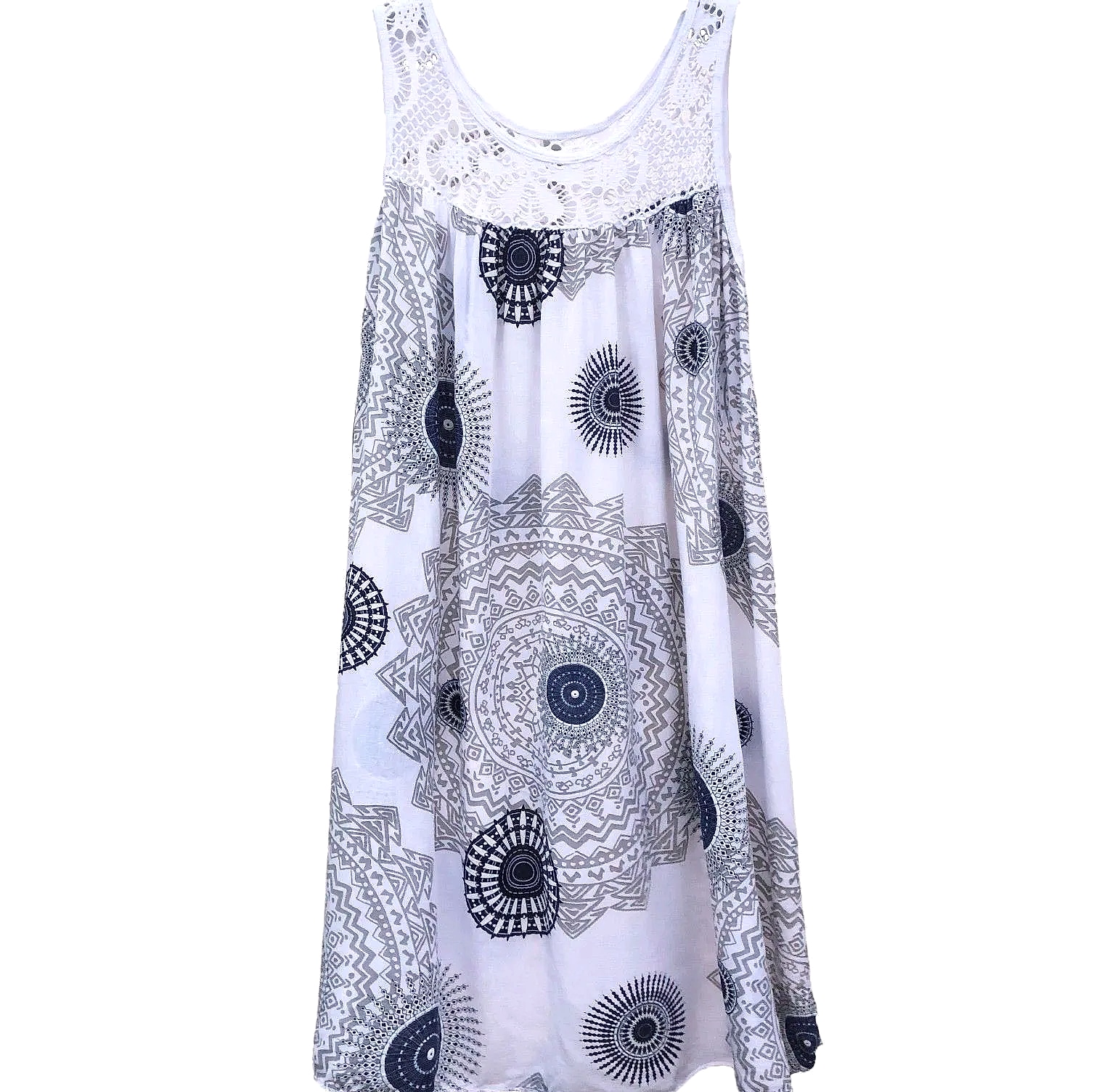 Women's Sleeveless Lace Print Camisole Summer Dress — scale reference