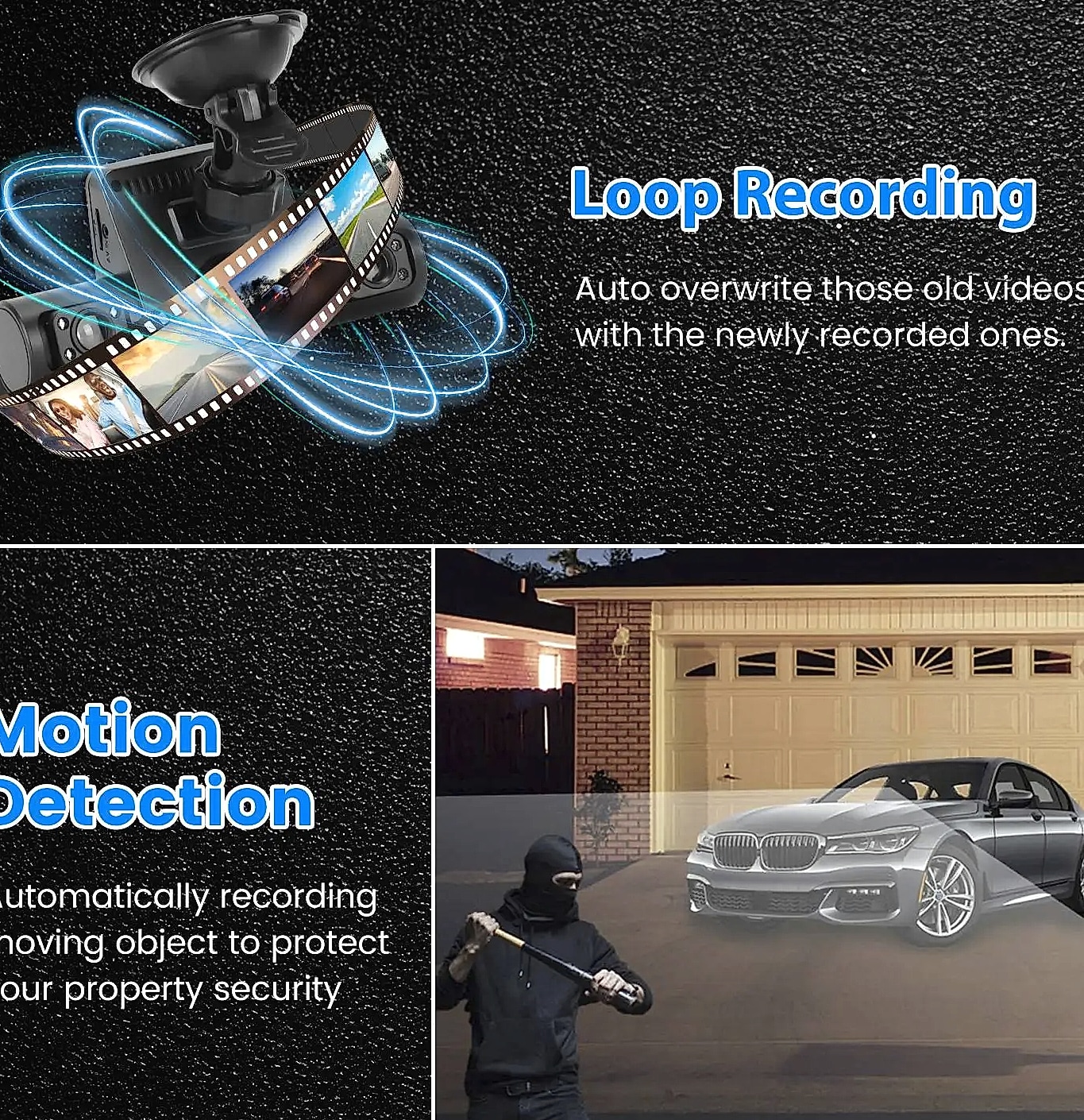 4 Channel 360° Dash Cam System 1080P Front 480P Interior — scale reference