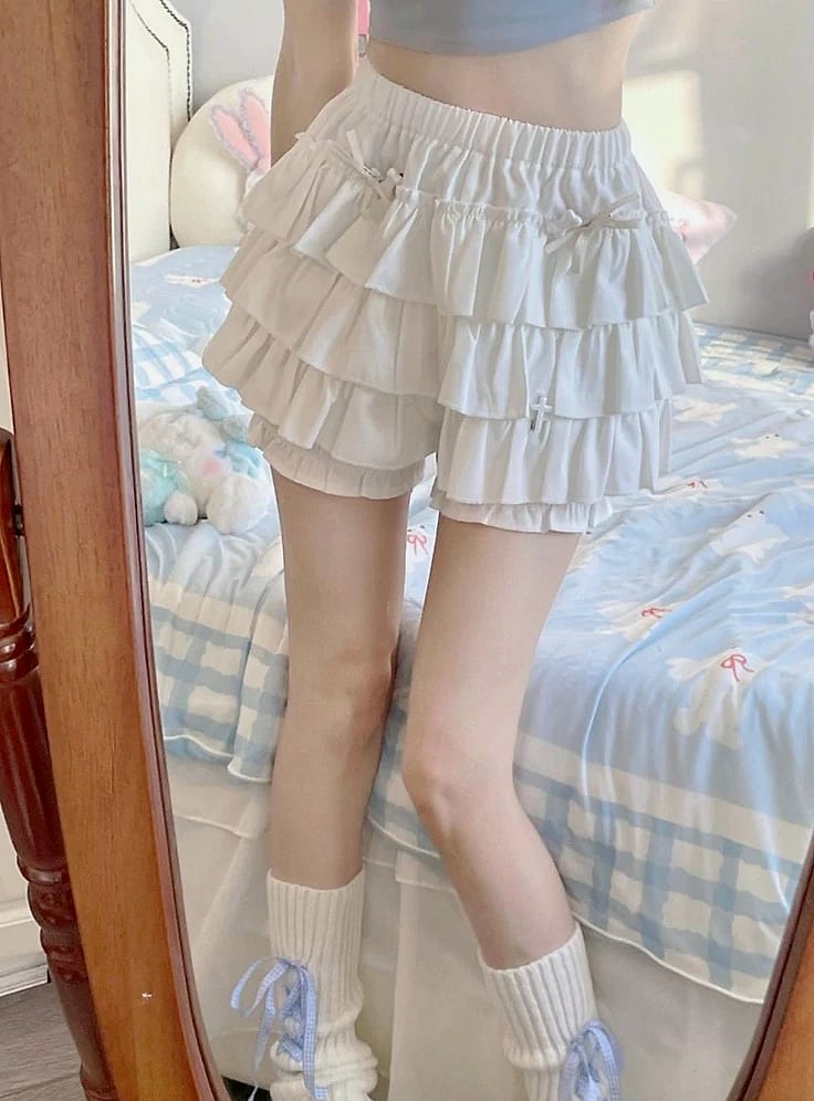 MEXZT Y2K Sweet Ruffles Mini Skirt with Bow — build progress