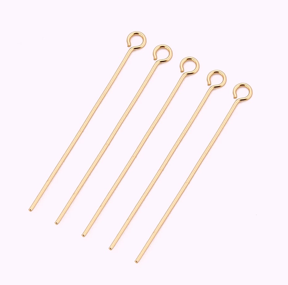 100pcs Stainless Steel 9 Eye Pin Gold Silver Tone 0.6mm — close-up details