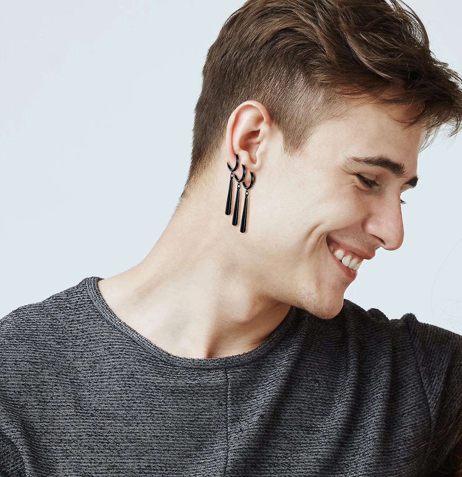 BONISKISS Zorro Dangle Earrings Stainless Steel Roronoa — side view