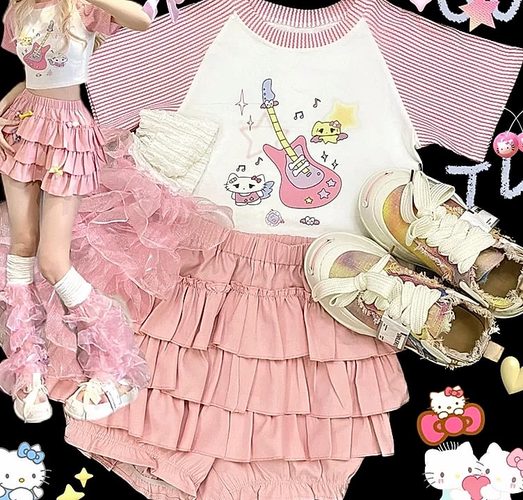 MEXZT Y2K Sweet Ruffles Mini Skirt with Bow — scale reference