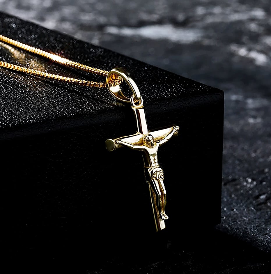 TOPGRILLZ 925 Sterling Silver Jesus Cross Pendant — side view
