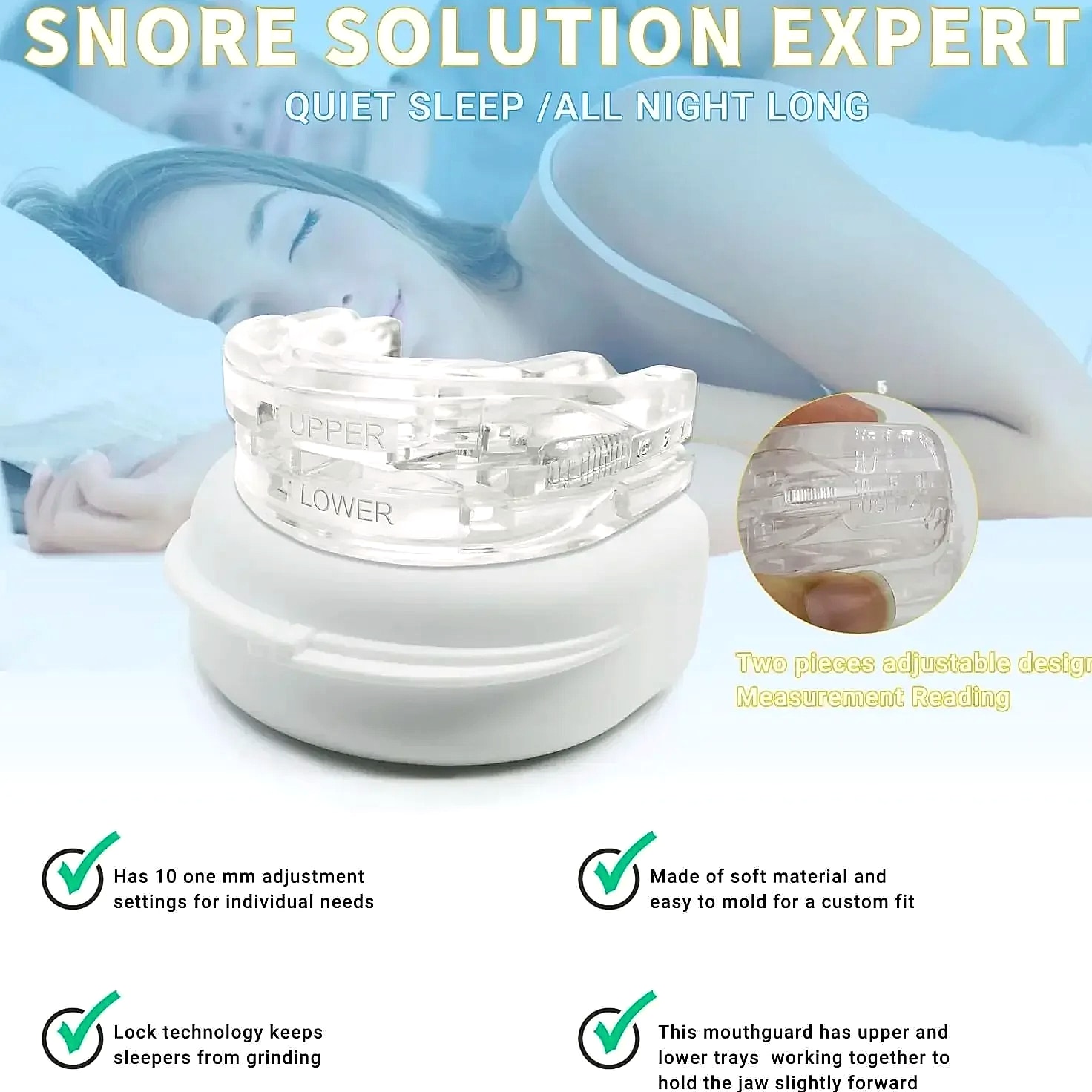 Adjustable Anti-Snoring Mouth Guard for Sleep Bruxism — assembled view