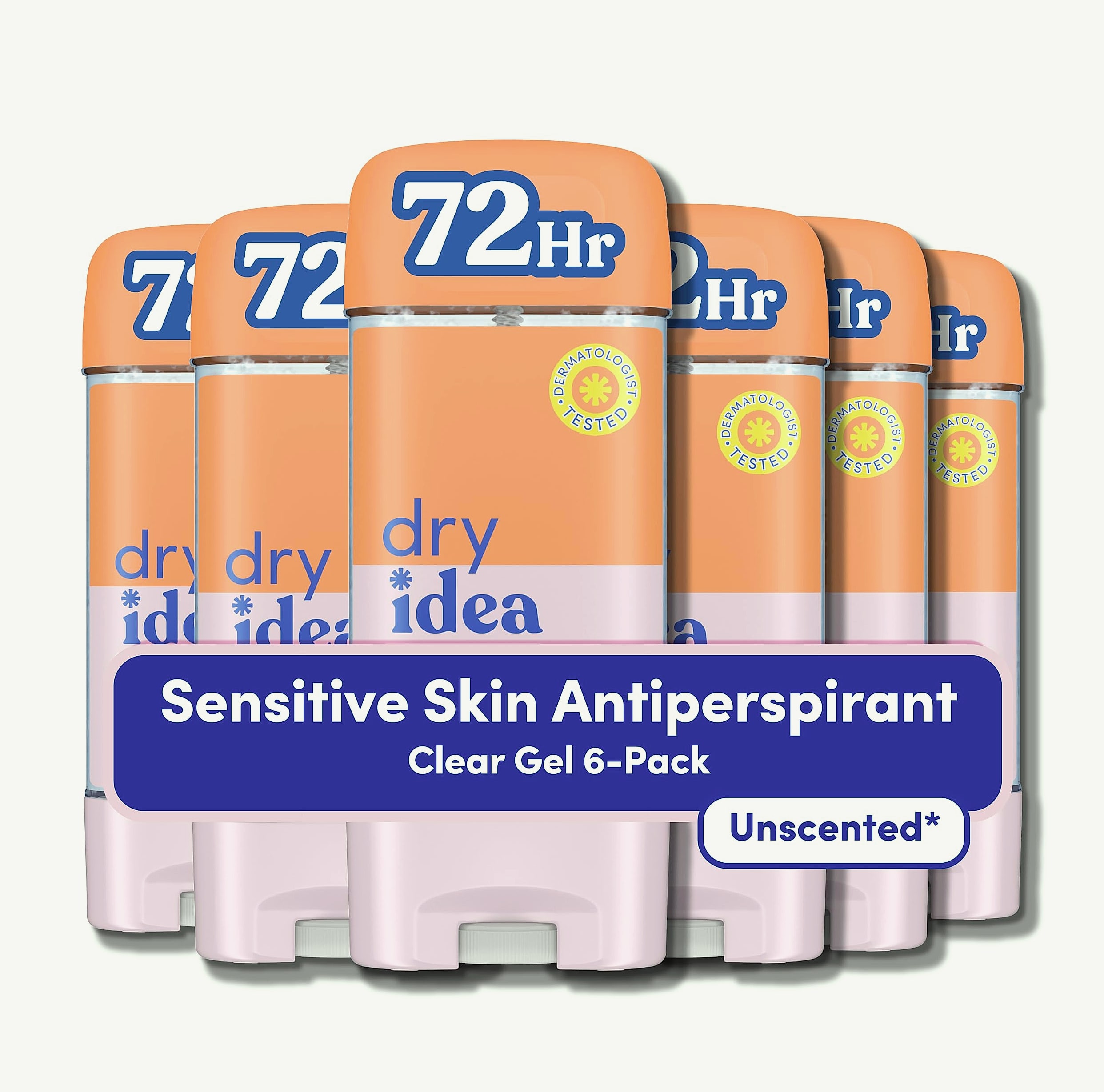 Dry Idea Gel Deodorant for Women, Unscented, 3 oz (Pack of 6)