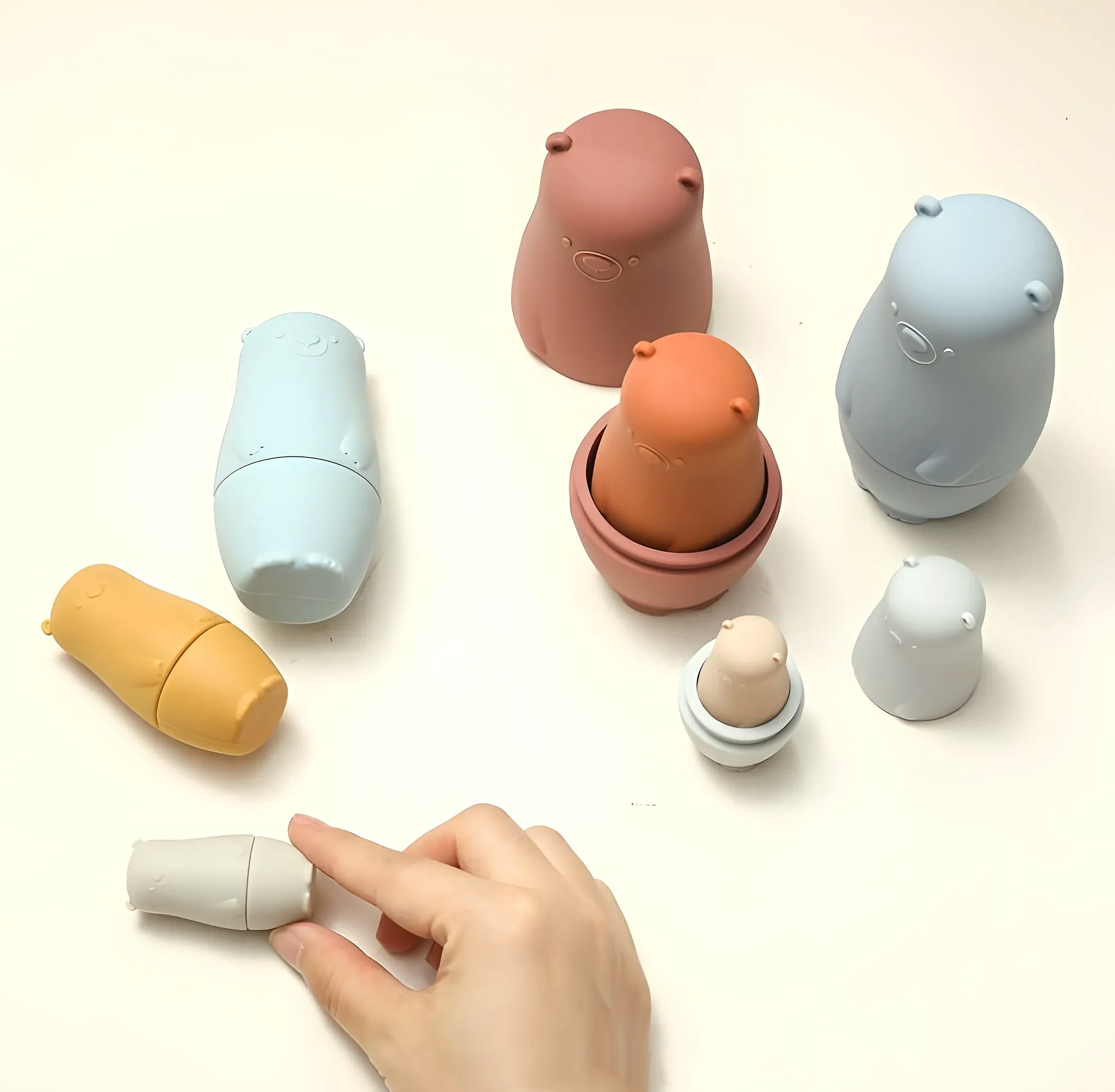 5-Piece Silicone Stacking Puzzle Nesting Toys for Babies — scale reference