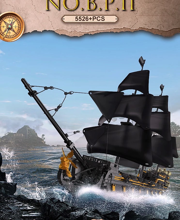 Mould King 13186 Pirate Ship Toys The Big Black Pearl — package contents