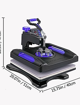 SucceBuy 12x15" Heat Press 5-in-1 Combo Machine with Dual — side view