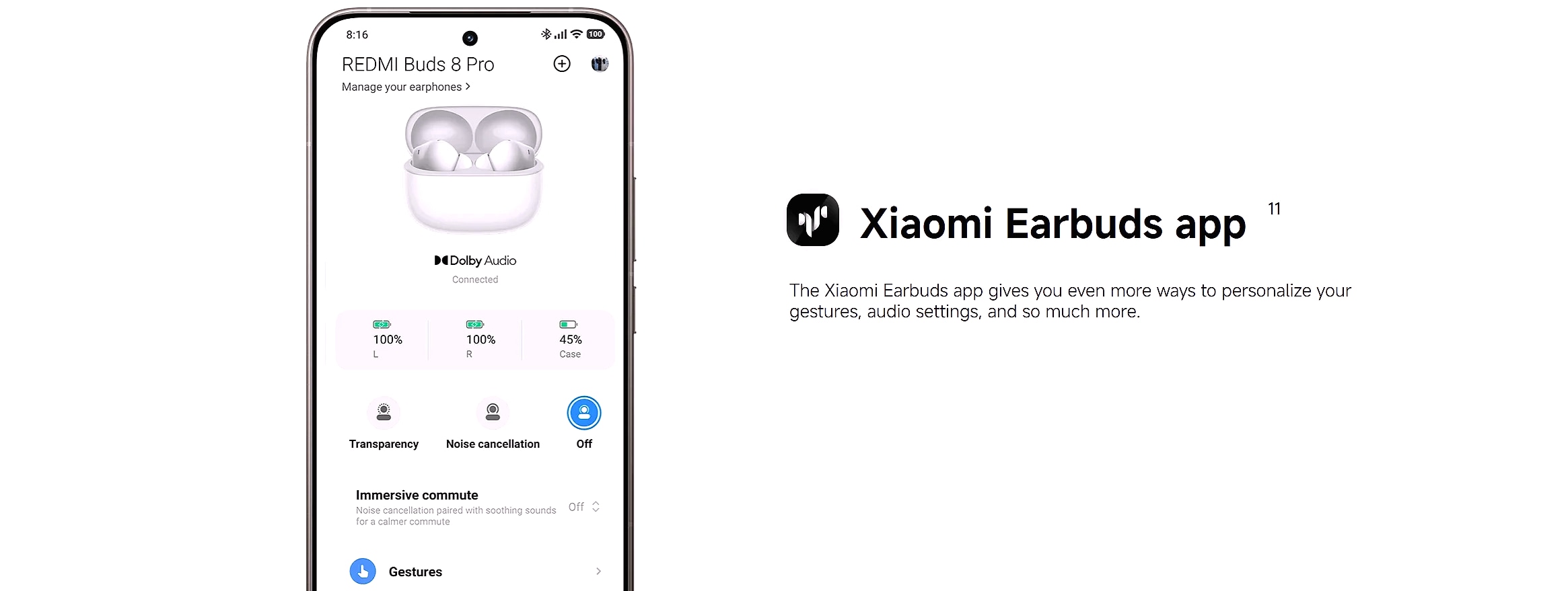 Redmi Buds 8 Pro TWS Earbuds with Active Noise Cancellation — side view