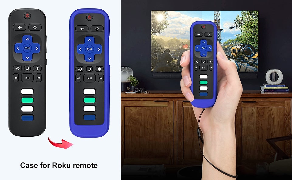 Acoyer Replacement Remote Control for Roku TV, 2-Pack — side view