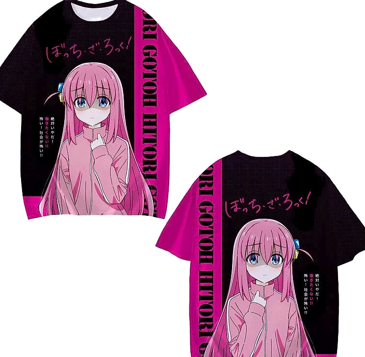 Bocchi The Rock 3D Print T-Shirt Short Sleeve — parts overview