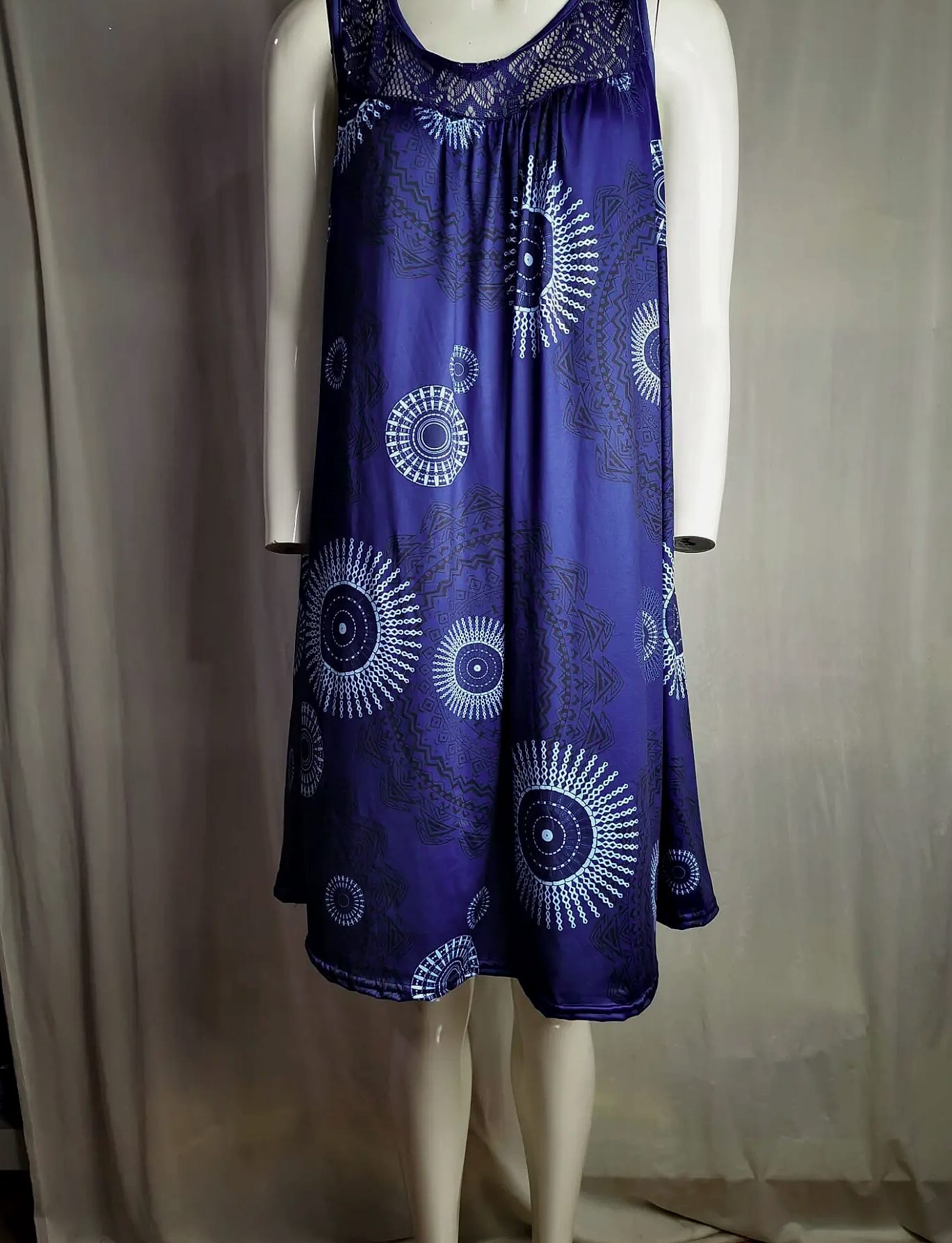 Women's Sleeveless Lace Print Camisole Summer Dress — side view