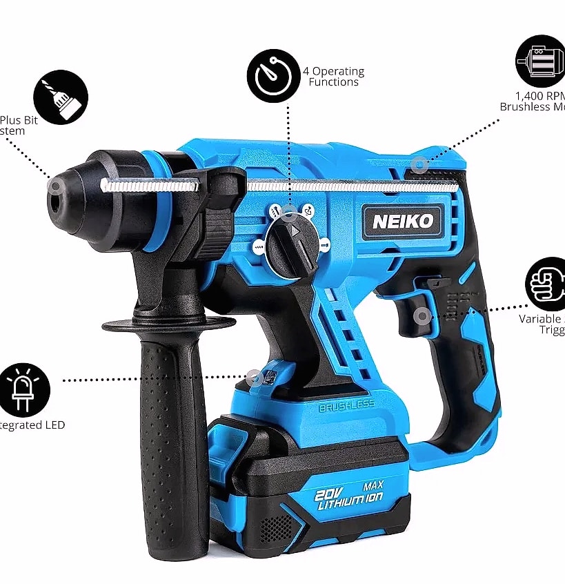 Kankeirr Cordless Rotary Hammer Drill 20V Li-ion — assembled view