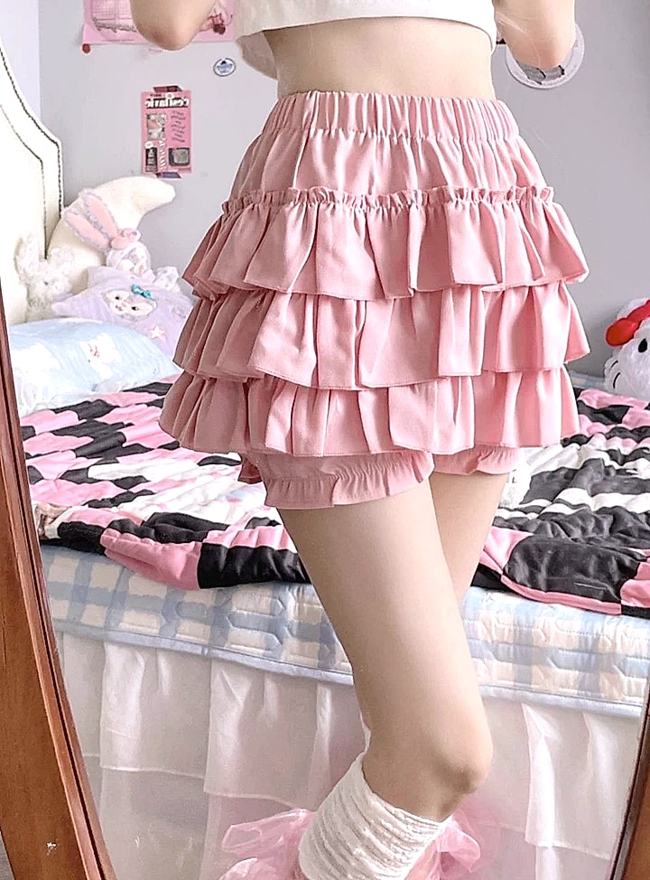 MEXZT Y2K Sweet Ruffles Mini Skirt with Bow — build progress