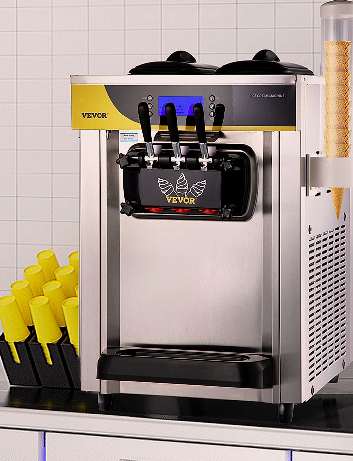 SucceBuy 22-30 L/H Soft Ice Cream Machine Commercial Desktop — assembled view