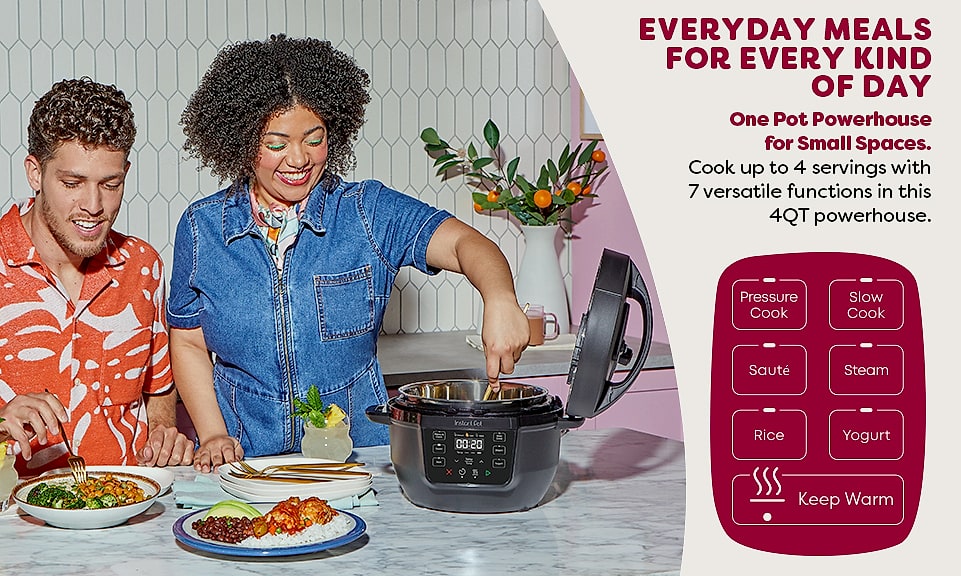 Instant Pot Rio Mini 4QT 7-in-1 Multi-Cooker, Black — assembled view