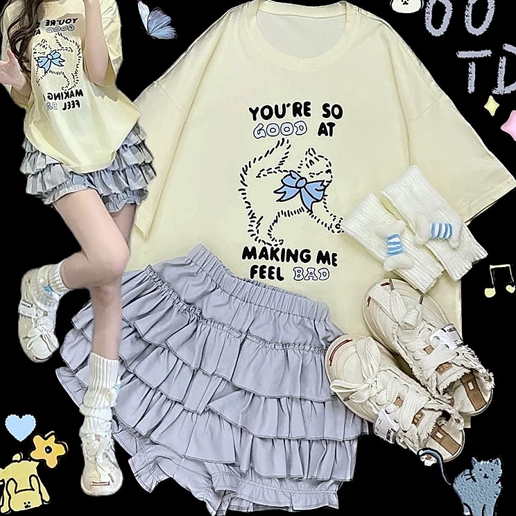 MEXZT Y2K Sweet Ruffles Mini Skirt with Bow — feature highlights