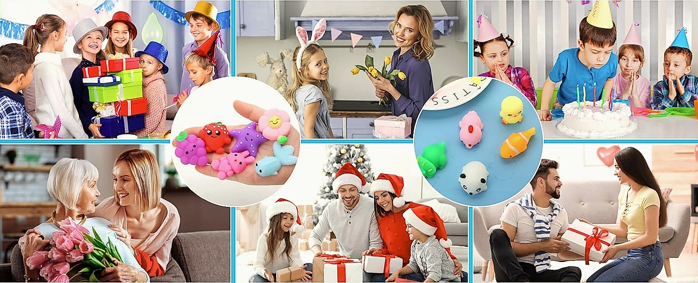 Mantyplay 30 Pack Mini Squishies Toys for Kids Party Favors — assembled view