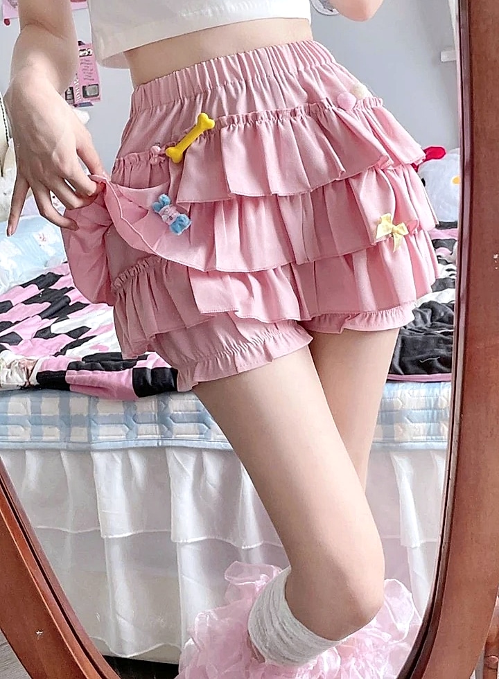 MEXZT Y2K Sweet Ruffles Mini Skirt with Bow — package contents
