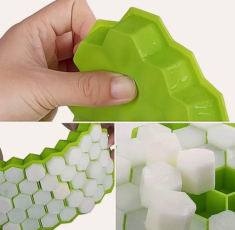 AHTOSKA Honeycomb 37-Grid Silicone Ice Cube Tray — assembled view