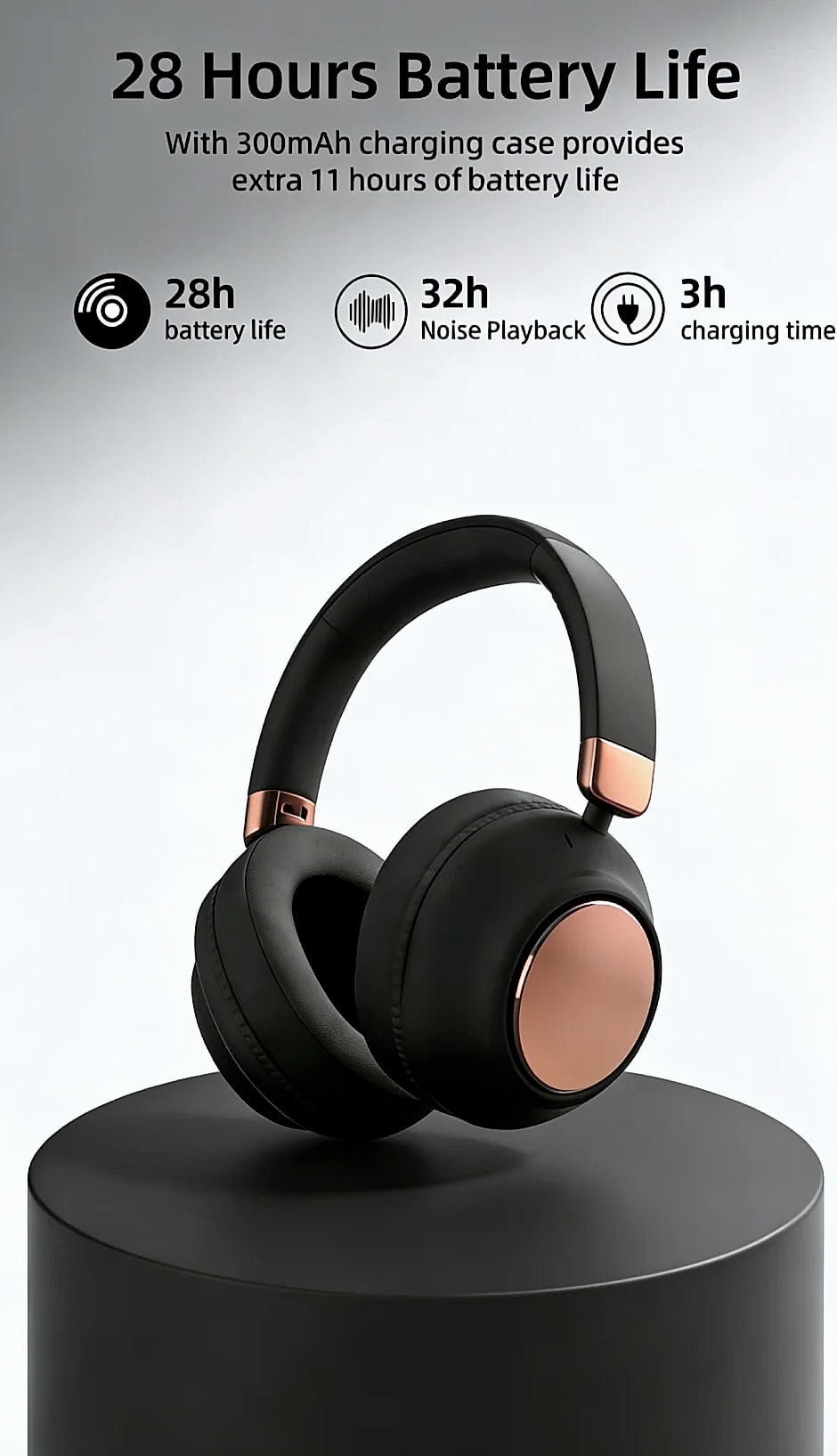 TD-20 Wireless Headphone Bluetooth 5.3 with 40mm Driver — size comparison