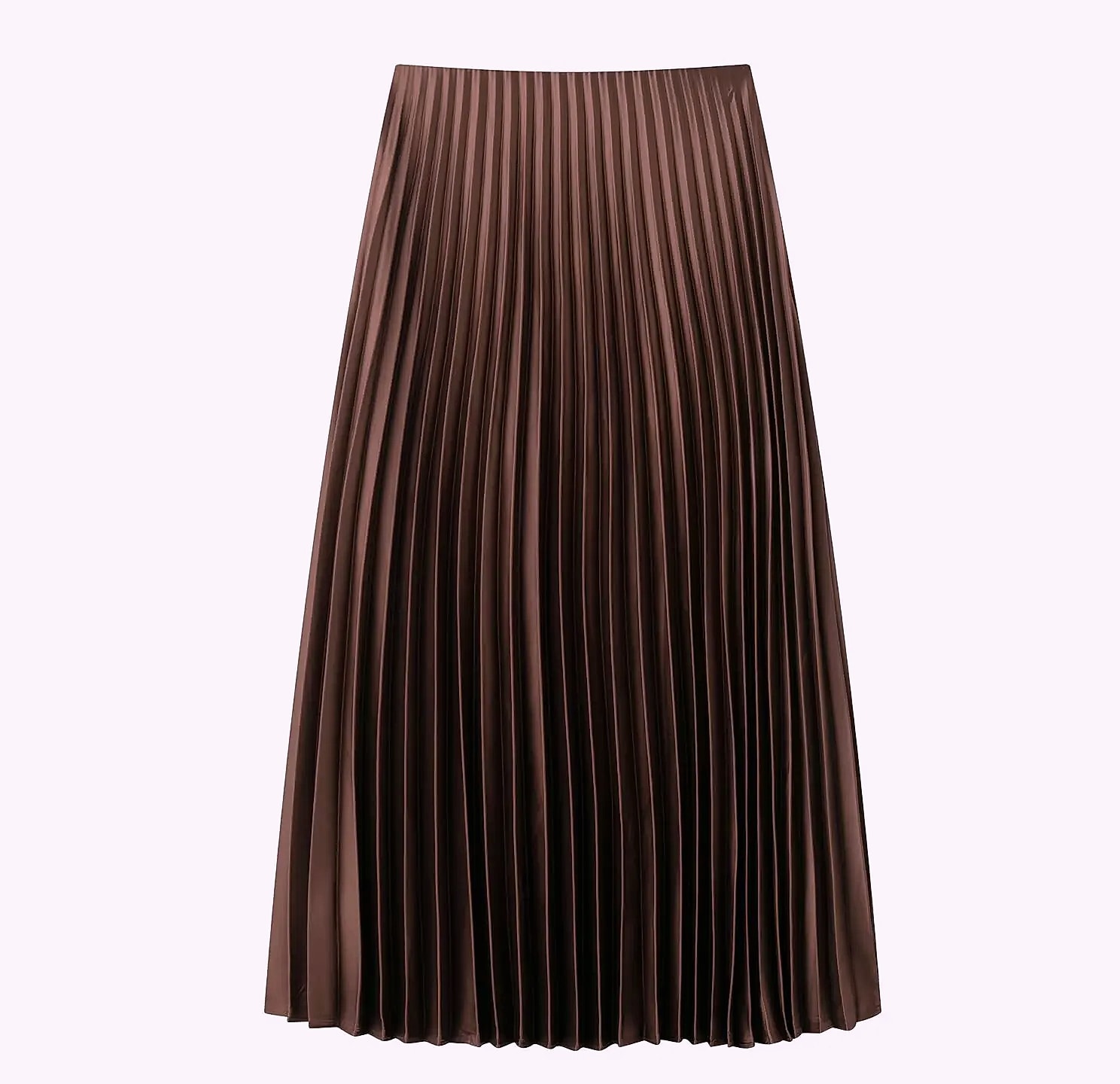 HXAO Women's Pleated Midi Skirt Brown Summer — scale reference