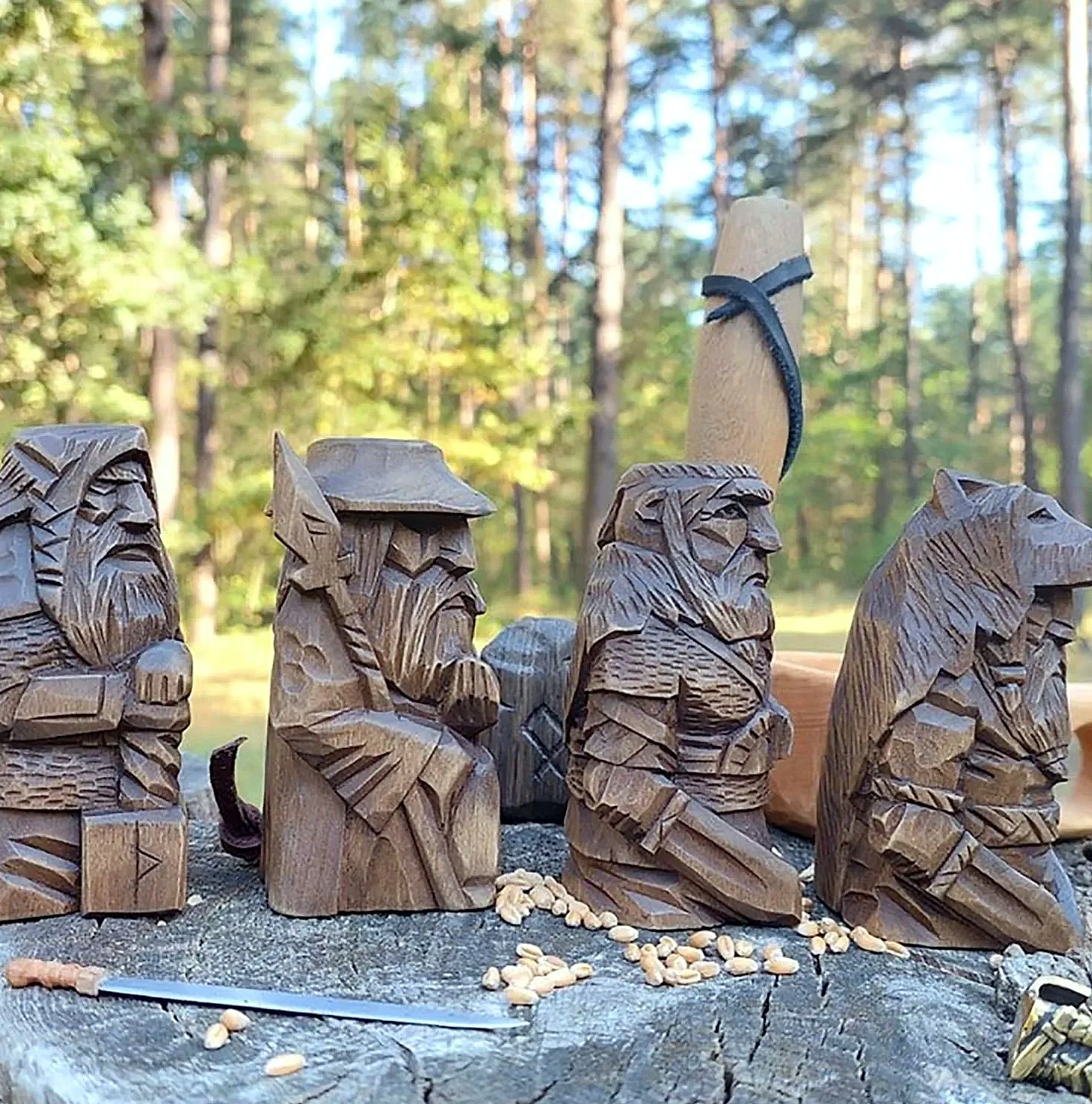 Norse Viking Odin Resin Statue Garden Ornament — close-up details