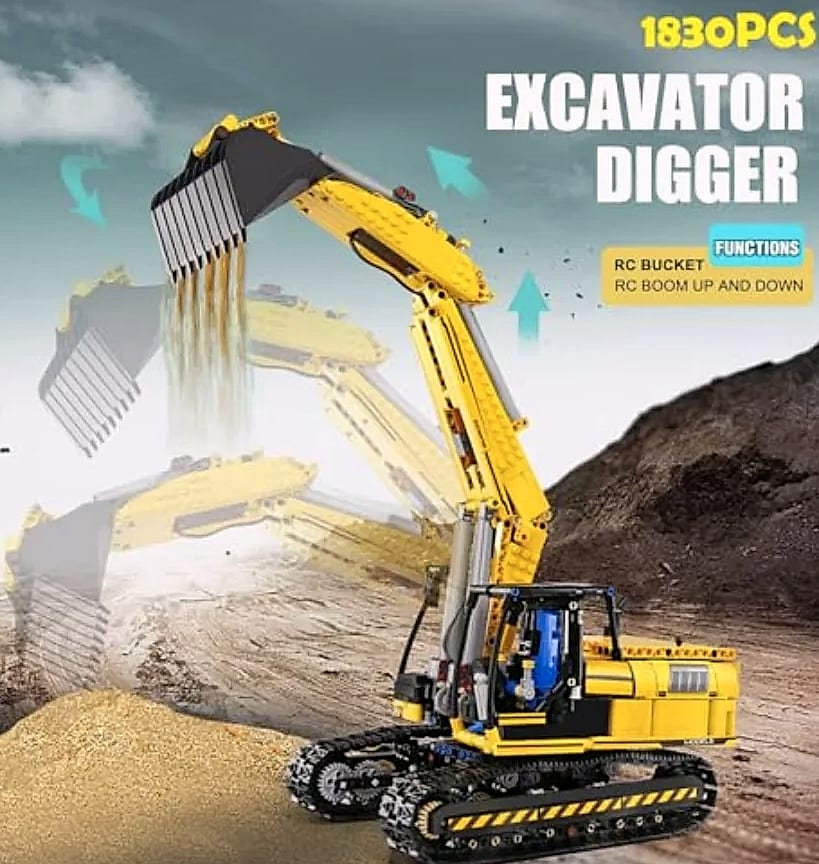 Mould King 13112 RC Excavator 1830 Piece Building Set — assembled view