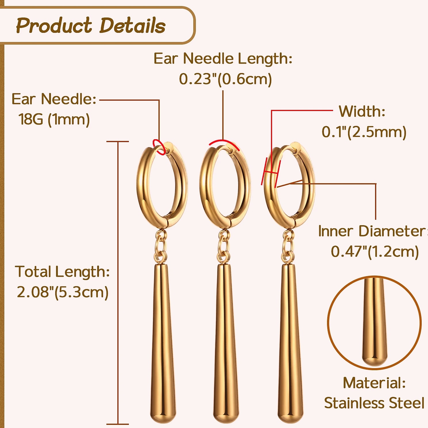 BONISKISS Zorro Dangle Earrings Stainless Steel Roronoa — assembled view