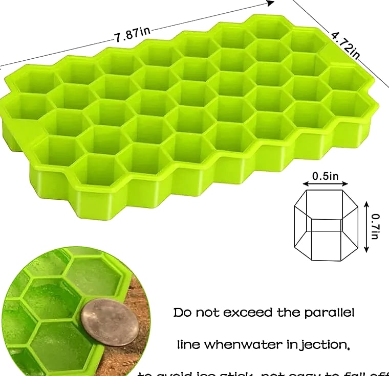AHTOSKA Honeycomb 37-Grid Silicone Ice Cube Tray — feature highlights
