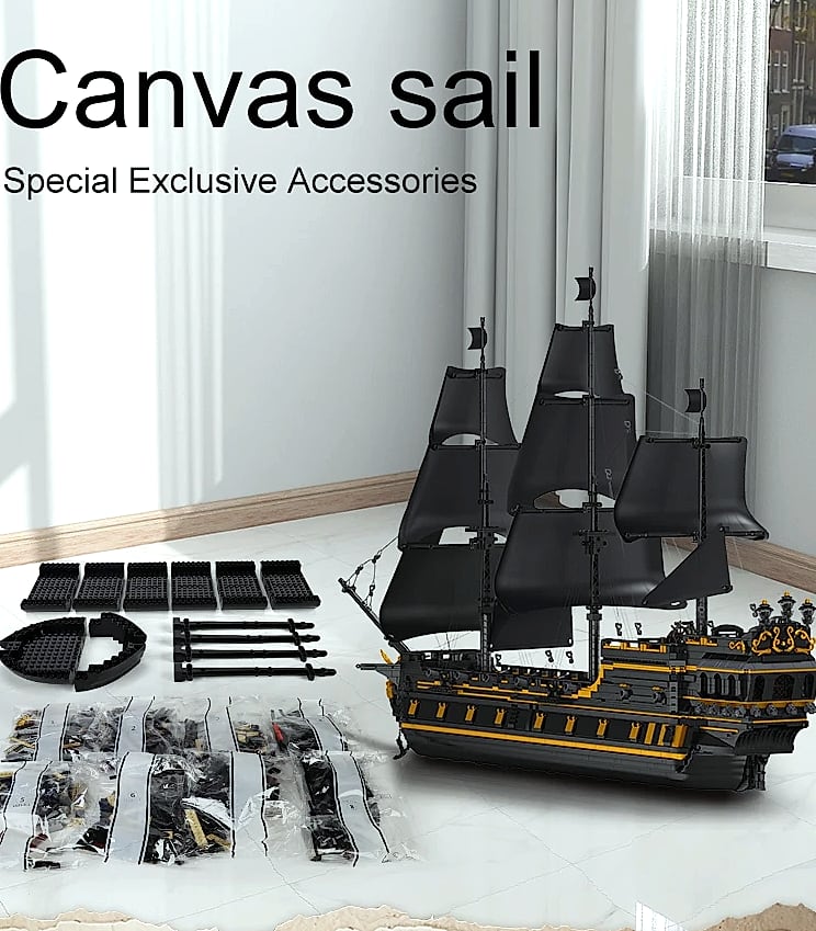 Mould King 13186 Pirate Ship Toys The Big Black Pearl — close-up details