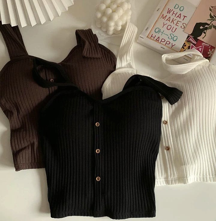 Women's Y2K Cropped Tank Top with Bra Pads and Suspenders — scale reference