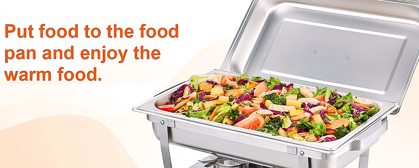 SucceBuy 8QT Rectangle Chafing Dish Buffet Warmer Set — parts overview