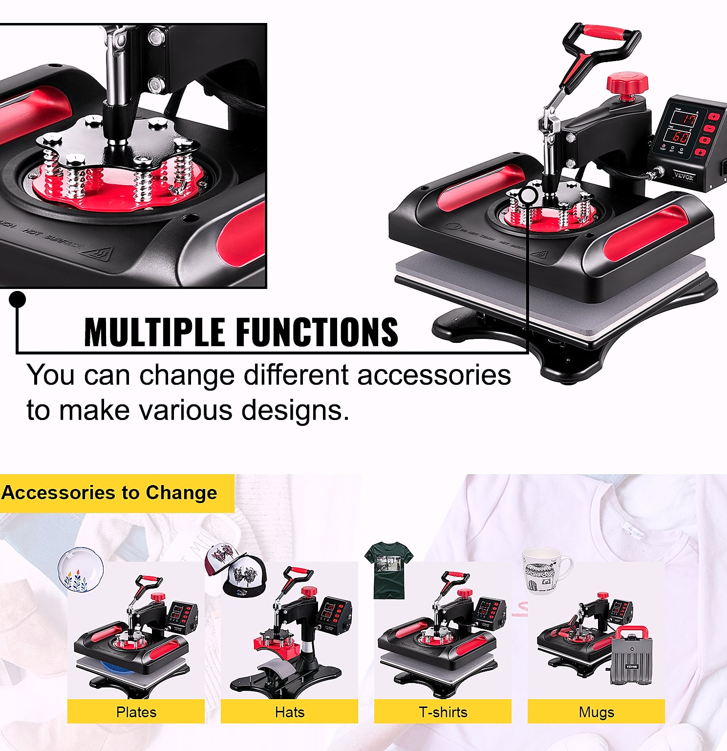 SucceBuy 12x15" Heat Press 5-in-1 Combo Machine with Dual — interior detail