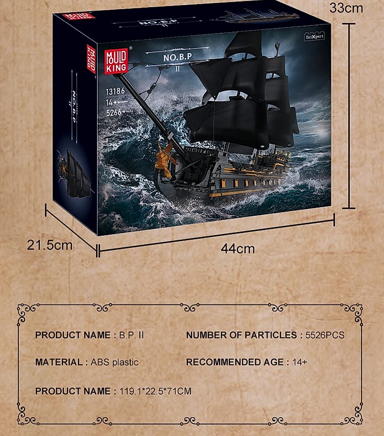 Mould King 13186 Pirate Ship Toys The Big Black Pearl — parts overview