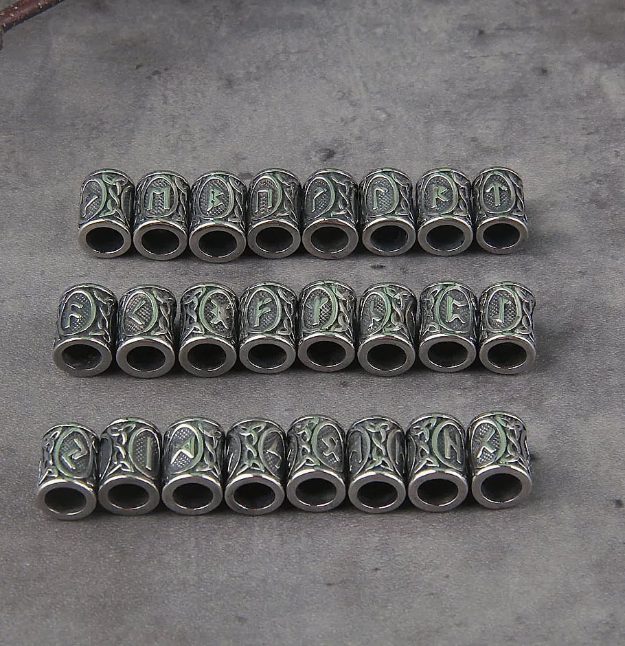 Vikings Jewelry Stainless Steel Rune Beads 24-Piece Set — build progress