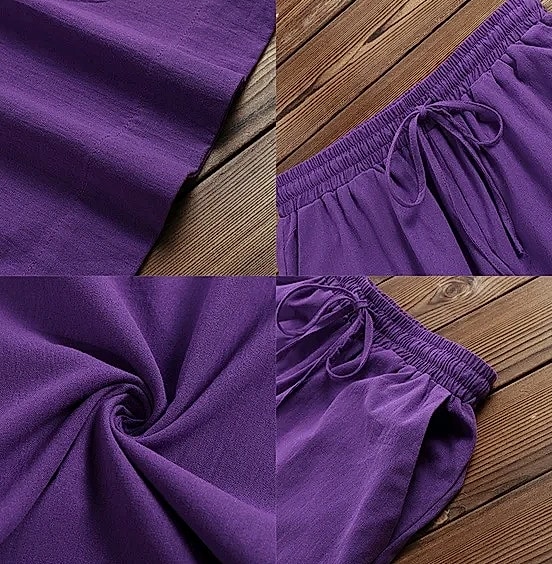 Careaymade Women's Wide Leg Pants Cotton Linen Casual — assembled view