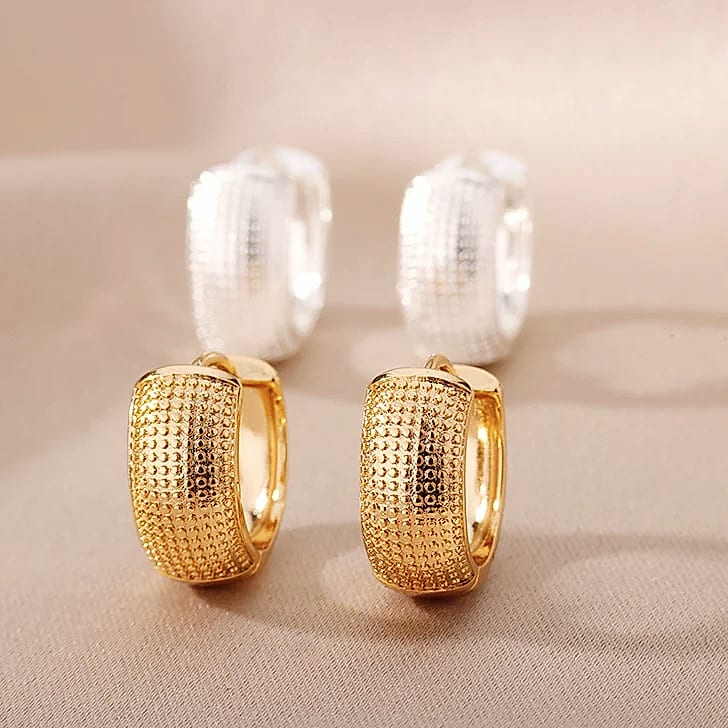 Small Hoop Earrings Stainless Steel Gold Silver Pierced — side view