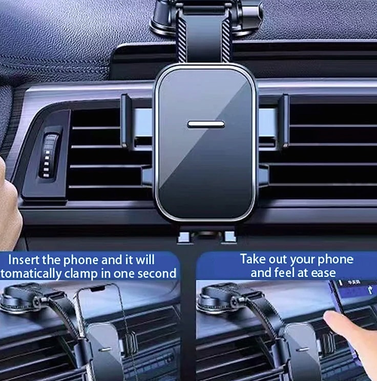 Car Phone Holder Nano Silicone 360° Rotation Dashboard Mount — assembled view