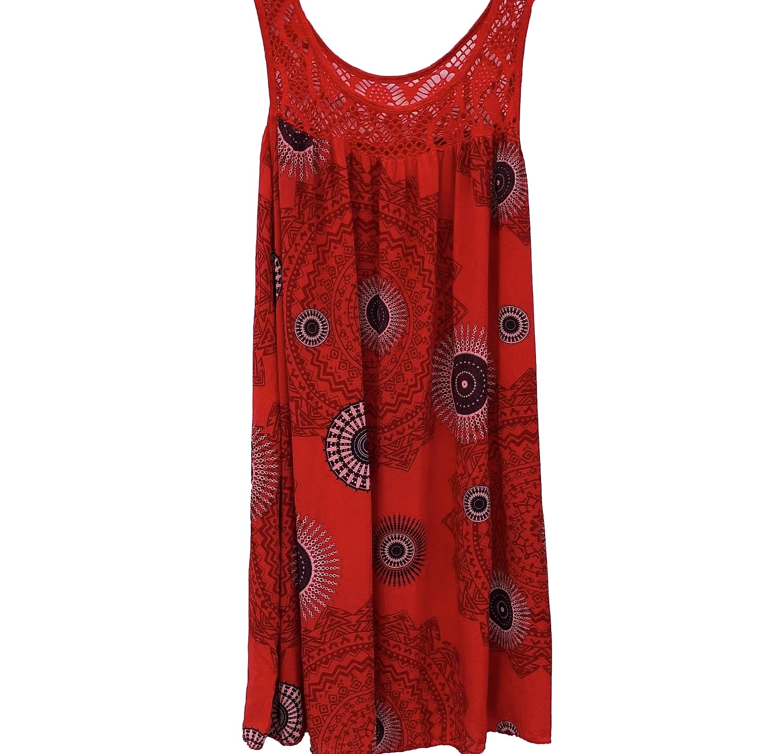 Women's Sleeveless Lace Print Camisole Summer Dress — close-up details