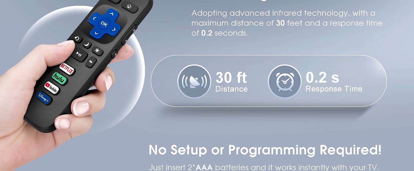 Acoyer Replacement Remote Control for Roku TV, 2-Pack — feature highlights