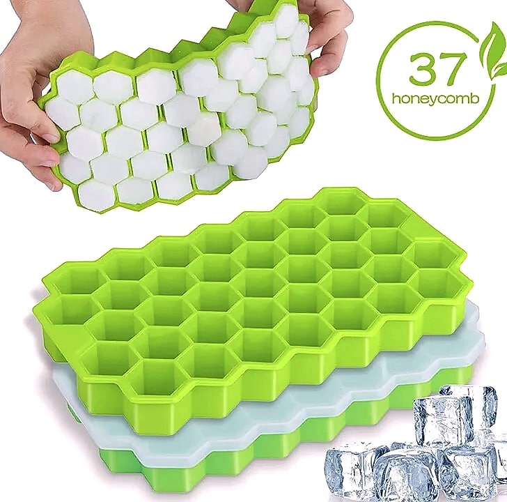 AHTOSKA Honeycomb 37-Grid Silicone Ice Cube Tray — package contents