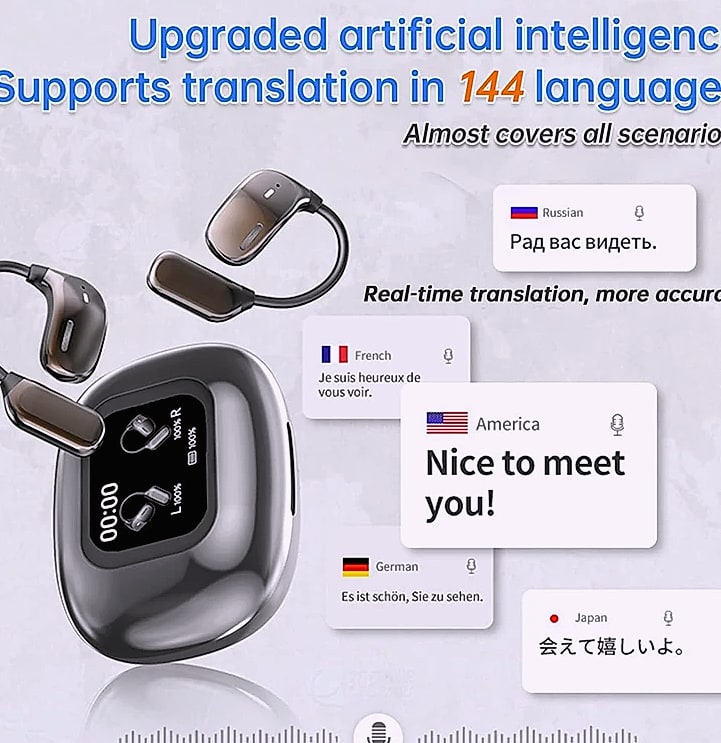 UYUXIO AI Translating Earbuds with 144 Languages — assembled view
