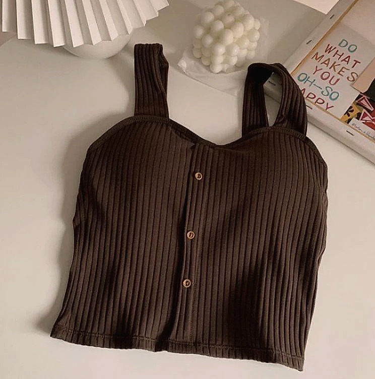 Women's Y2K Cropped Tank Top with Bra Pads and Suspenders — interior detail